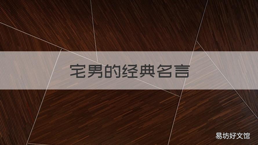 宅男的经典名言 如果宅经典语录