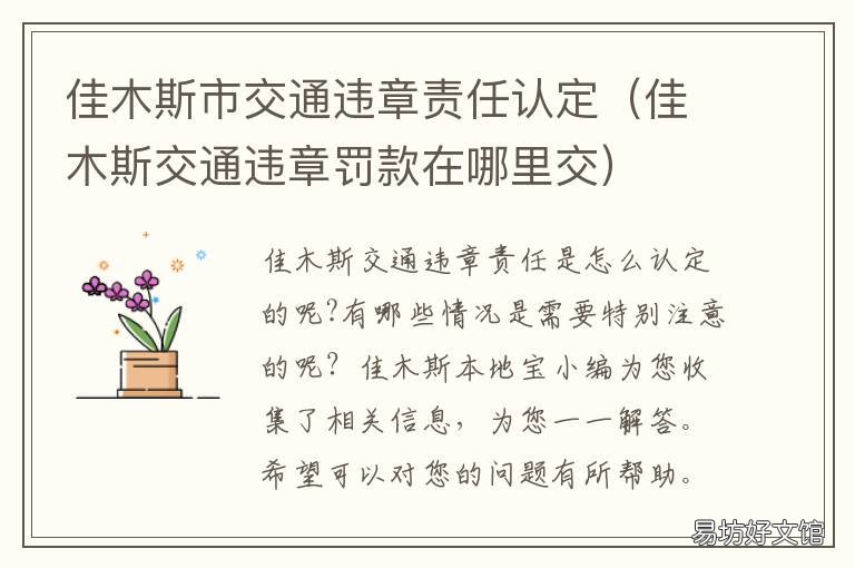 佳木斯市交通违章责任认定