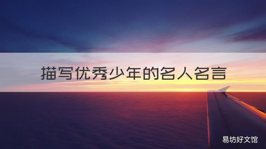 描写优秀少年的名人名言 描写少年的名言名句