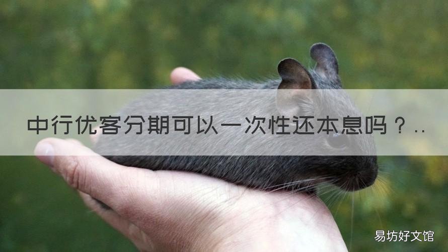 中行优客分期可以一次性还本息吗 中行优客分期可以提前还吗
