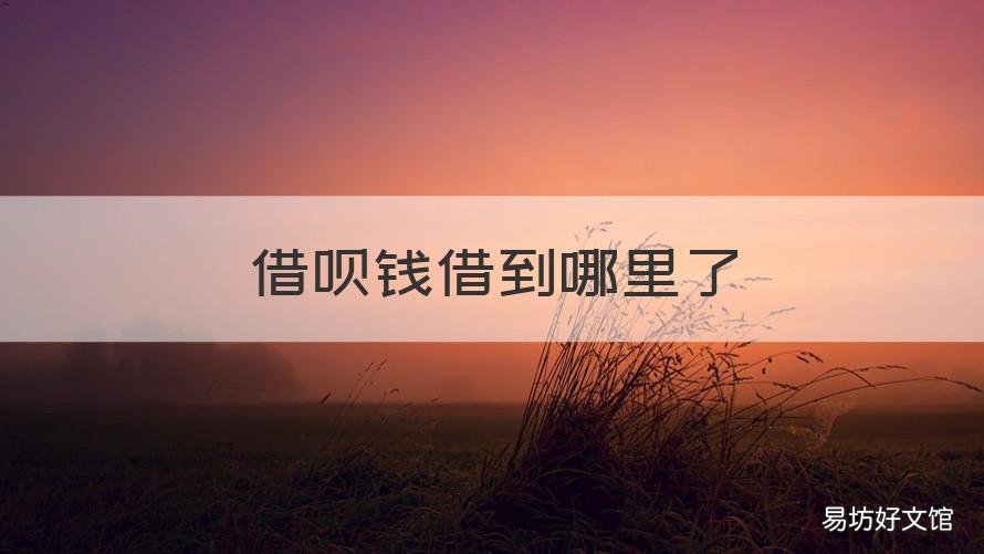 借呗钱借到哪里了 借呗借的钱去哪了?