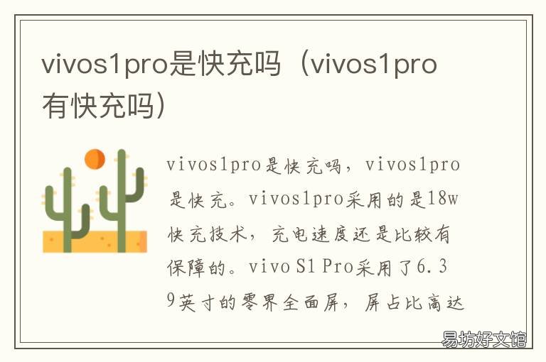 vivos1pro是快充吗 vivos1是不是快充