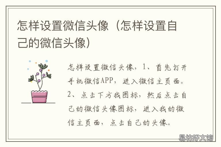 怎样设置微信头像 怎样设置微信头像是圆的