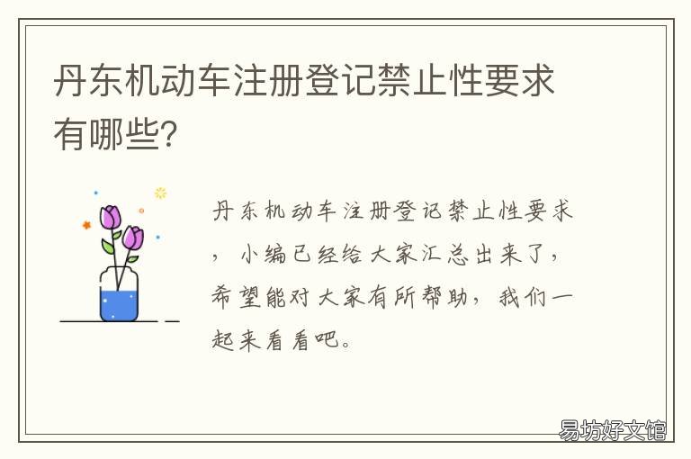 丹东机动车注册登记禁止性要求有哪些? 丹东市关于电动车管理规定