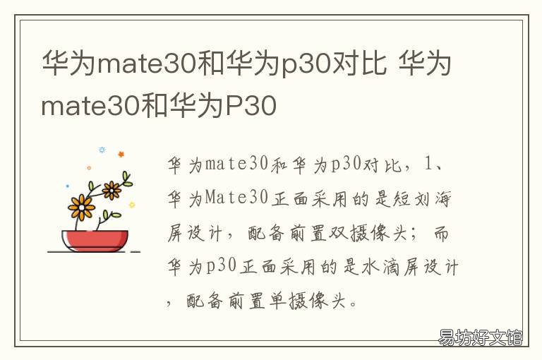 华为mate30和华为p30对比 华为MATE30和P30