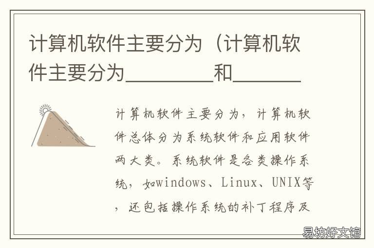 计算机软件主要分为 计算机的软件主要分为