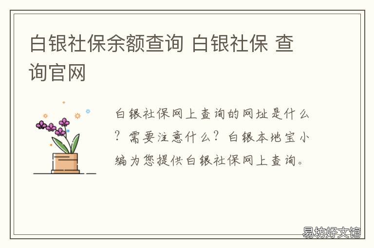 白银社保余额查询 白银养老保险查询