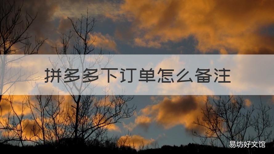 拼多多下订单怎么备注 拼多多下单咋备注