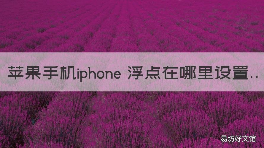 苹果手机iphone 浮点在哪里设置 苹果手机悬浮窗设置在哪里
