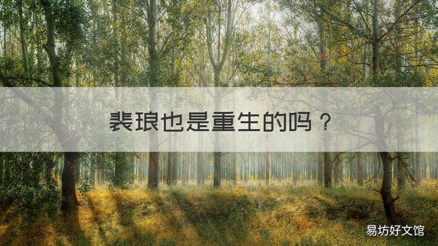 裴琅也是重生的吗 裴琅知道自己重生嘛