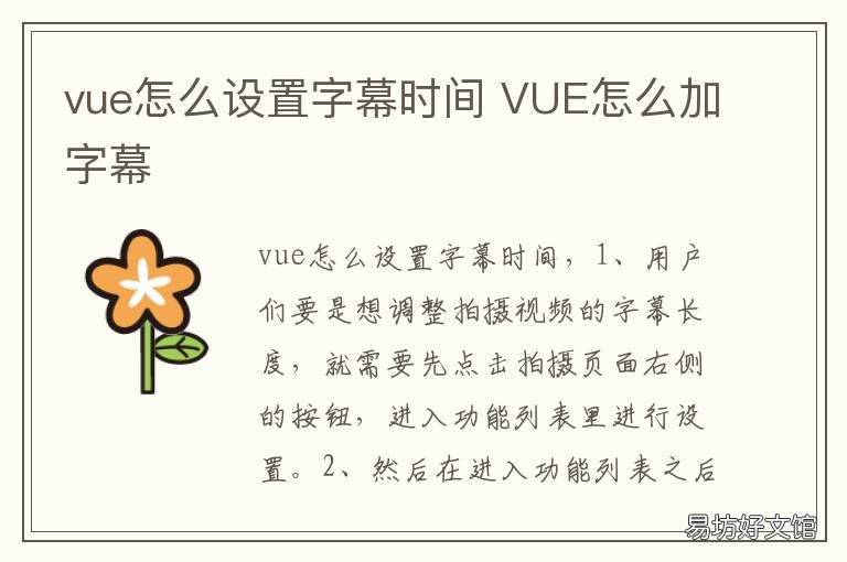 vue怎么设置字幕时间 VUE怎么加字幕