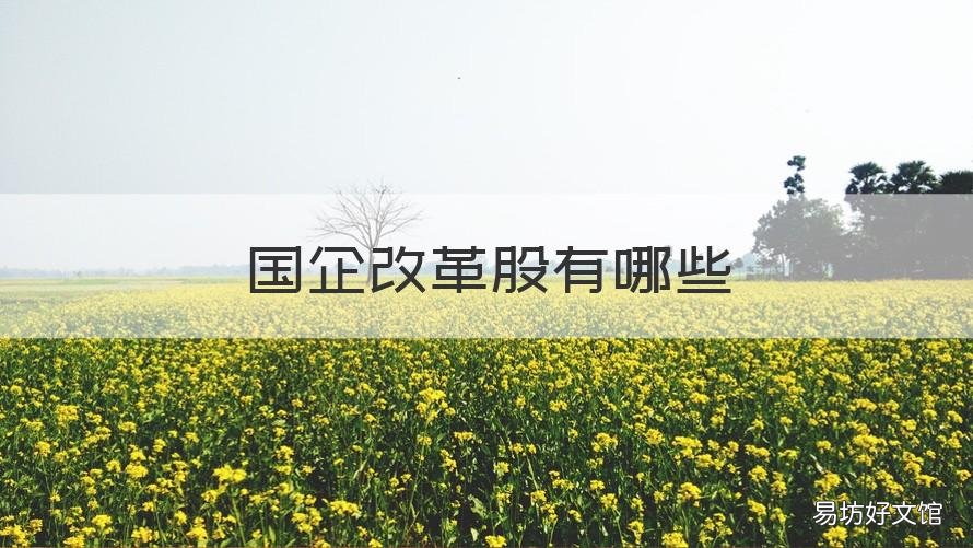国企改革股有哪些 国企改革 股市