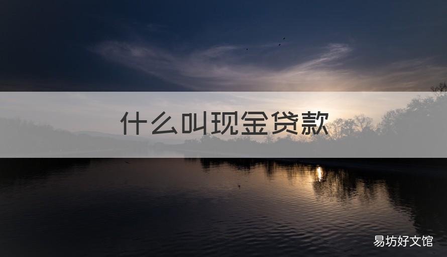 什么叫现金贷款 现金贷的概念
