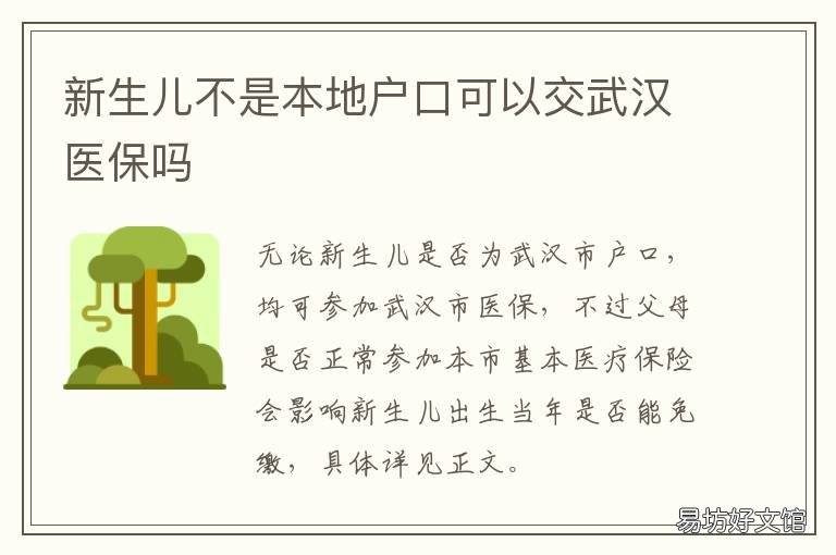 新生儿不是本地户口可以交武汉医保吗 新生儿不是本地户口可以交武汉社保吗