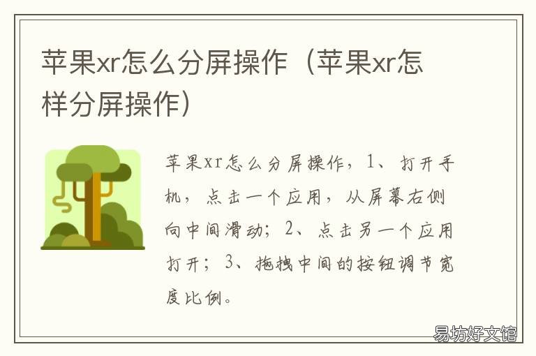 苹果xr怎么分屏操作 iphone xr 分屏操作