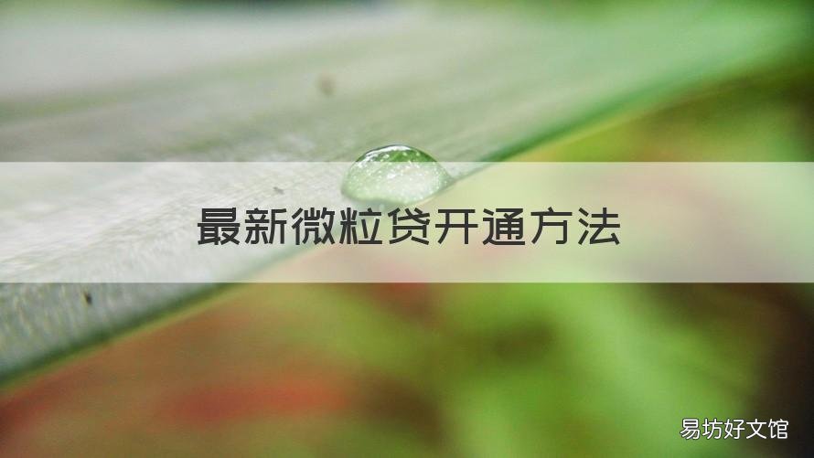 最新微粒贷开通方法 微粒贷如何开通