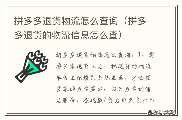 拼多多退货物流怎么查询 拼多多退货怎么查物流信息