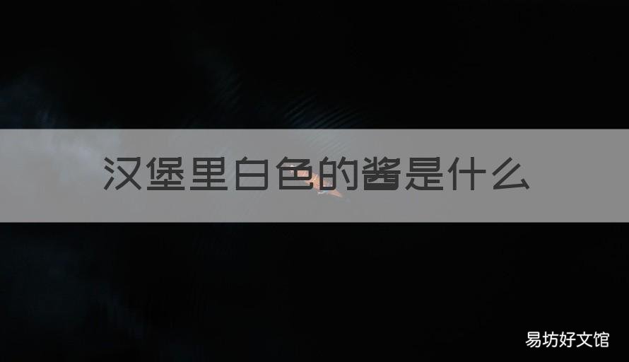 汉堡里白色的酱是什么 汉堡里那个白色的酱是什么