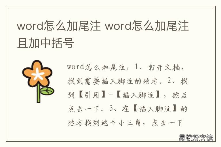 word怎么加尾注 word怎么尾注参考文献