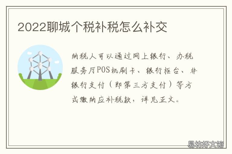 2022聊城个税补税怎么补交