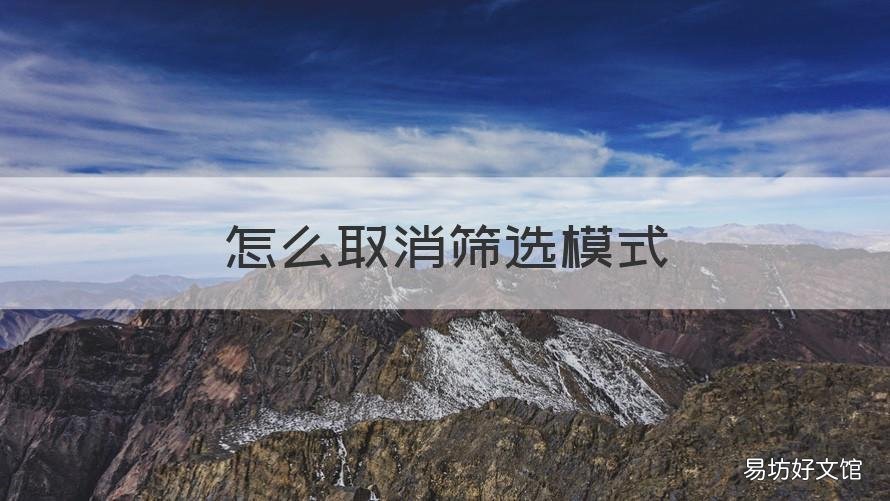 怎么取消筛选模式 怎么撤销筛选模式