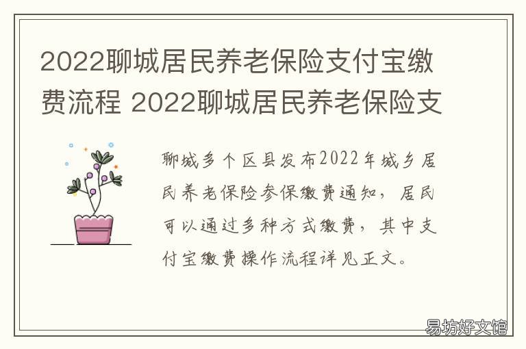 2022聊城居民养老保险支付宝缴费流程 2022聊城居民养老保险支付宝缴费查询