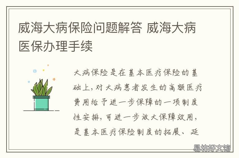 威海大病保险问题解答 威海大病保险问题解答中心