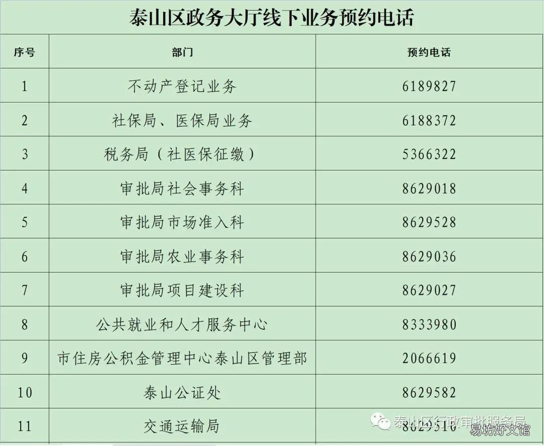 泰山区政务大厅线下业务预约电话 泰山网上预约