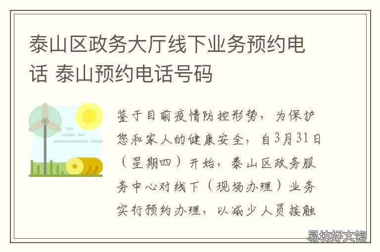 泰山区政务大厅线下业务预约电话 泰山网上预约