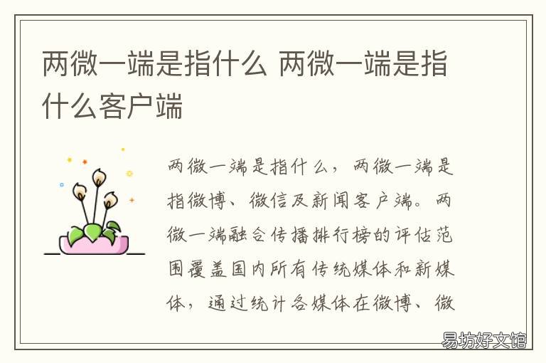 两微一端是指什么 两微一端包括