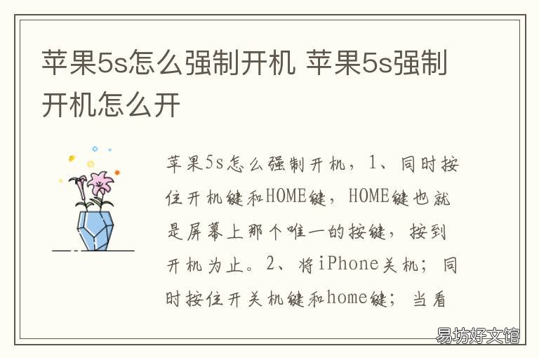 苹果5s怎么强制开机 苹果5s无法强制开机