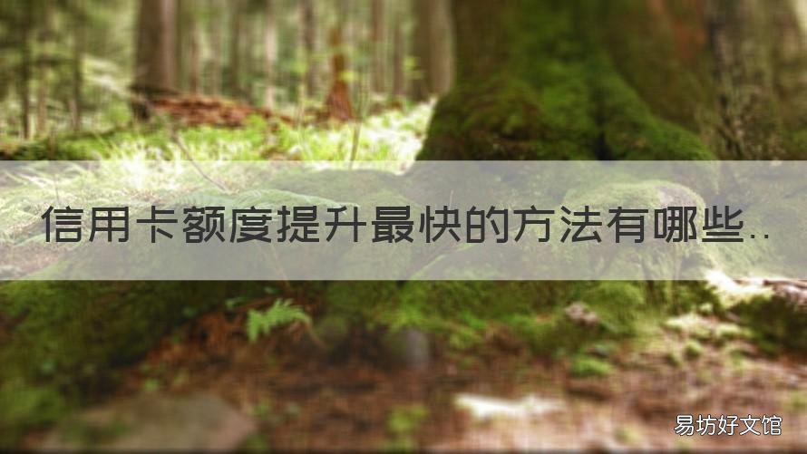 信用卡额度提升最快的方法有哪些 怎么用信用卡提升额度快