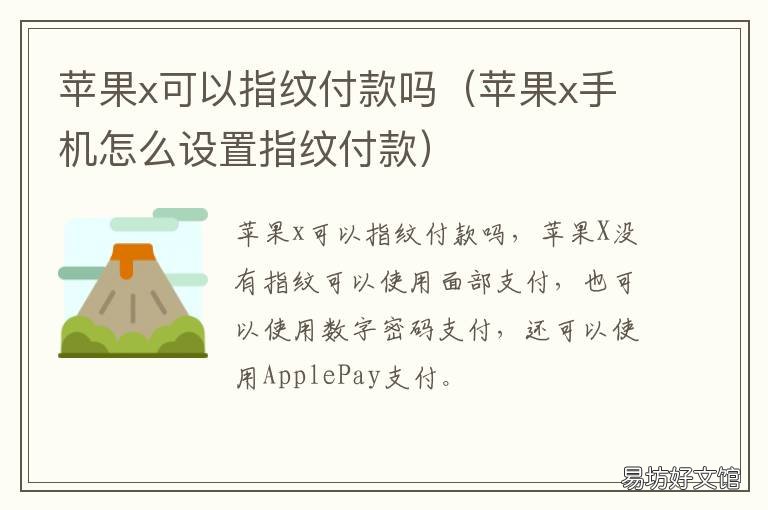 苹果x可以指纹付款吗 苹果x有指纹支付功能吗