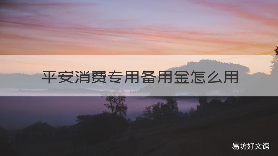 平安消费专用备用金怎么用 平安消费专用备用金用于生活消费