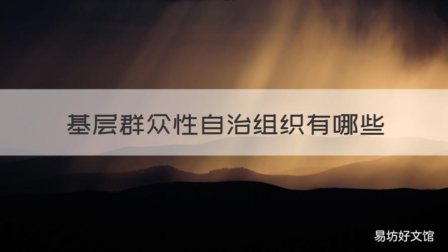 基层群众性自治组织有哪些 基层群众自治组织和基层群众性自治组织
