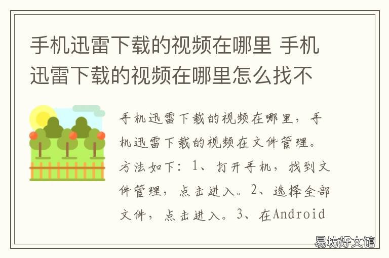 手机迅雷下载的视频在哪里 手机上迅雷下载的视频在哪