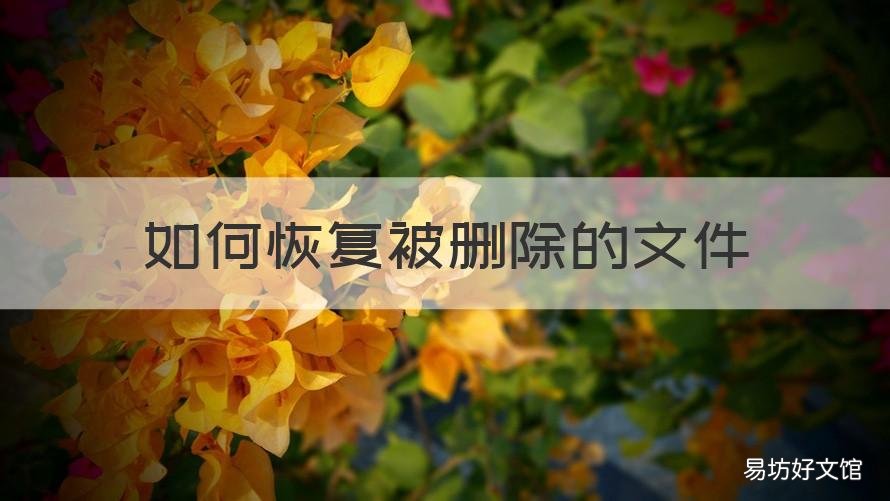 如何恢复被删除的文件 怎么恢复被删除的文件
