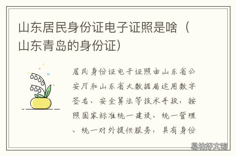 山东居民身份证电子证照是啥 山东青岛身份证图片