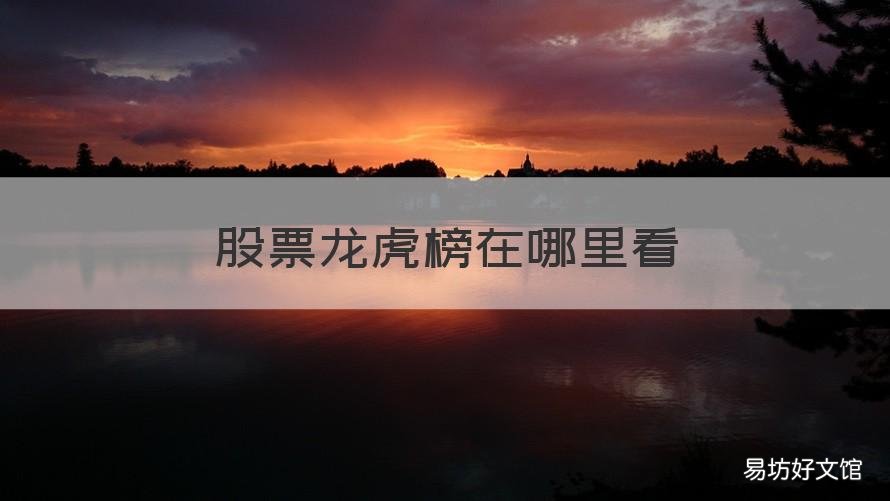股票龙虎榜在哪里看 a股龙虎榜在哪里看