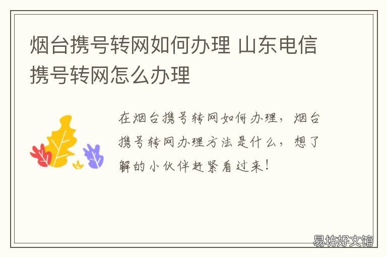 烟台携号转网如何办理 泰安携号转网怎么办理