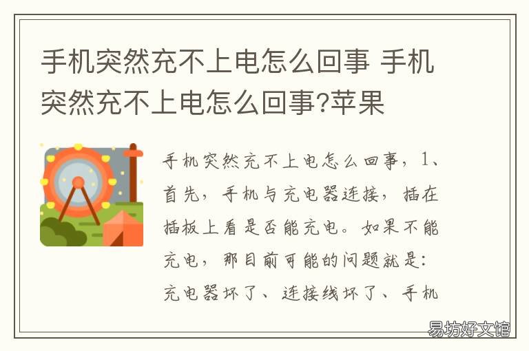 手机突然充不上电怎么回事 苹果手机突然充不上电怎么回事