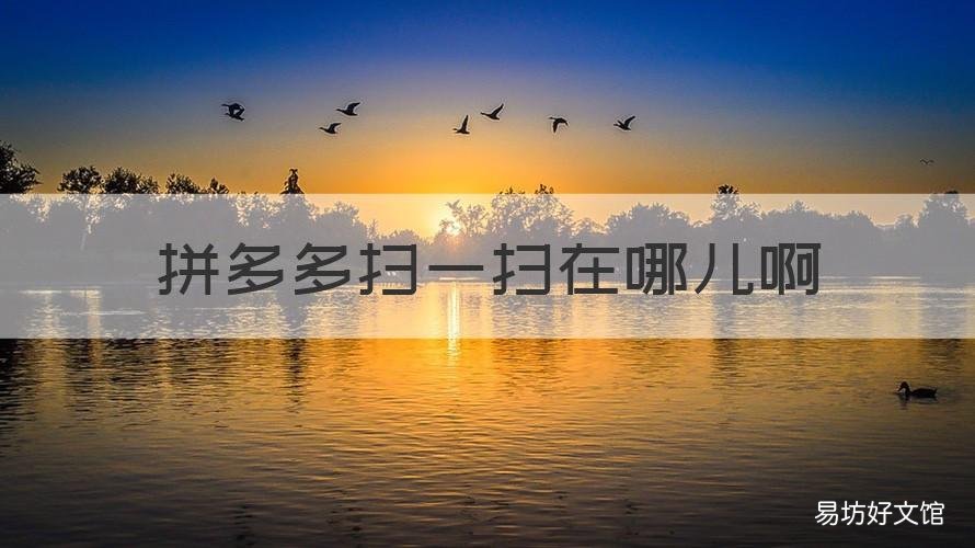 拼多多扫一扫在哪儿啊 拼多多扫一扫在哪儿啊怎么弄