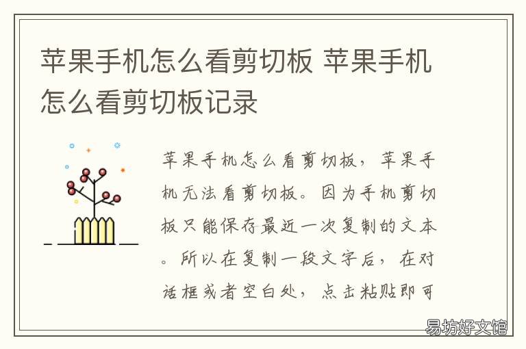 苹果手机怎么看剪切板 苹果手机怎么看剪切板全部内容