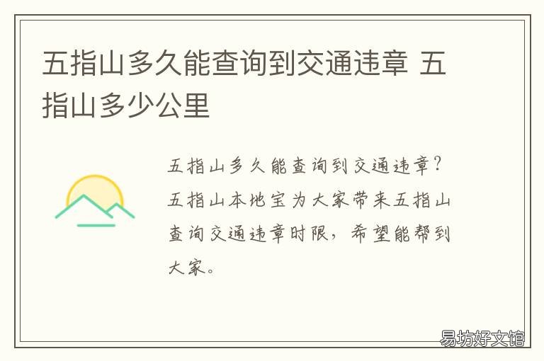 五指山多久能查询到交通违章 5.1违章几天能查到