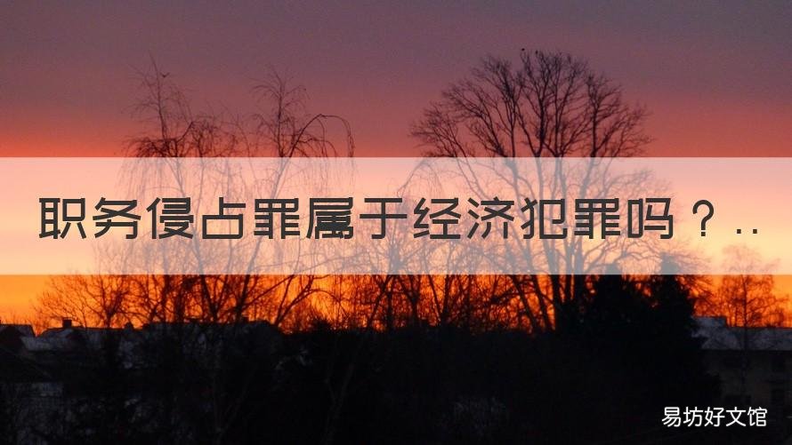 职务侵占罪属于经济犯罪吗 职务侵占罪的犯罪构成