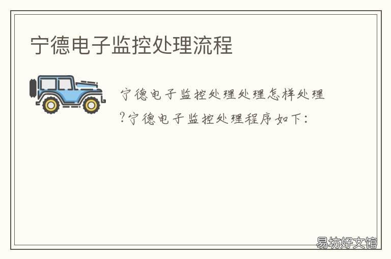 宁德电子监控处理流程 宁德电子监控处理流程表