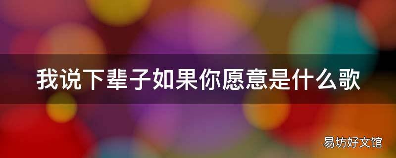 我说下辈子如果你愿意是什么歌 我说下辈子如果你愿意是什么意思