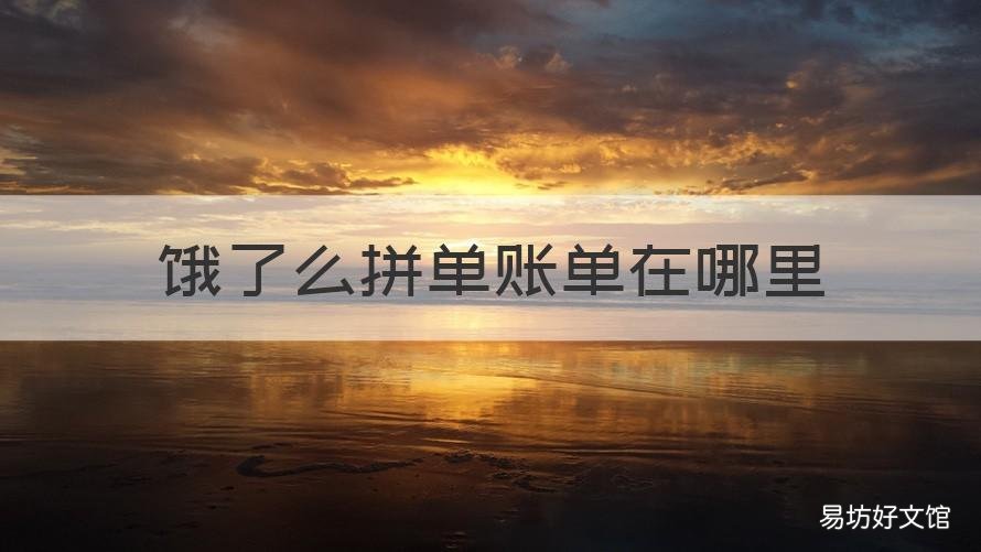 饿了么拼单账单在哪里 饿了么拼单账单在哪里看