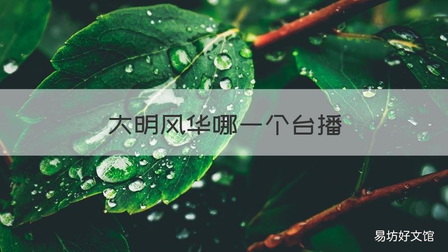 大明风华哪一个台播 大明风华哪个台播出时间