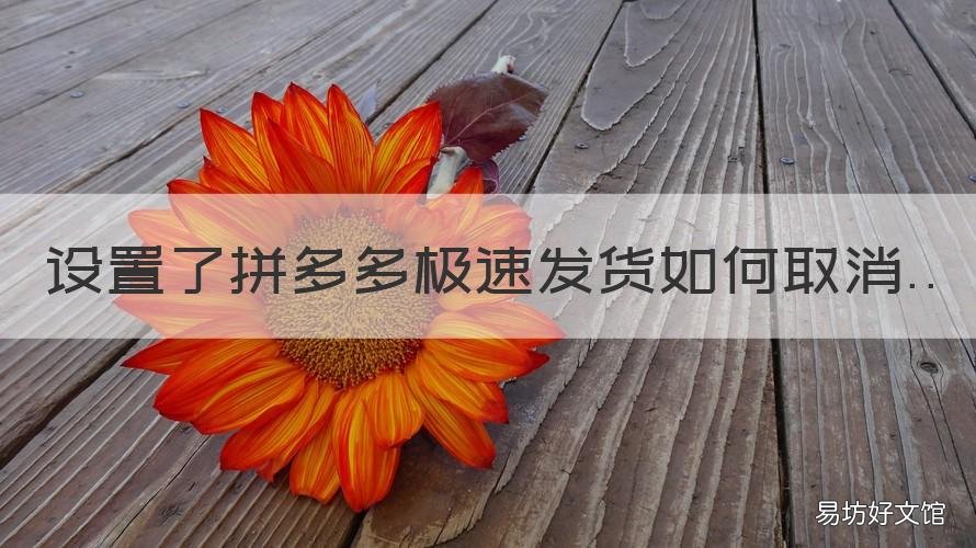 设置了拼多多极速发货如何取消 拼多多开通极速发货怎样关闭